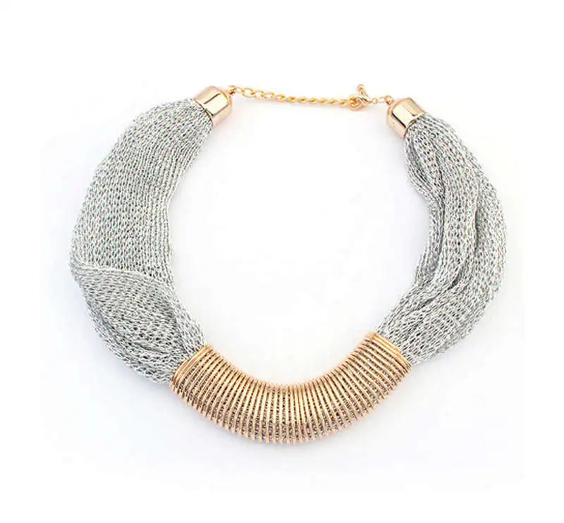Fashion Brand New Big Gold Net Chain Chunky Statement Necklace Women Floating Charm Choker Necklace Female Jewelry Party Gift