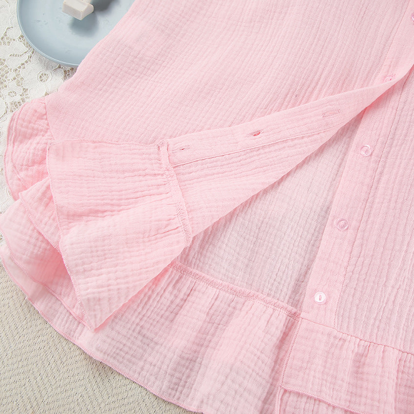 Europe and America cross border women's suit ruffled loose casual long sleeves shorts tube top three-piece set 2026 Spring New