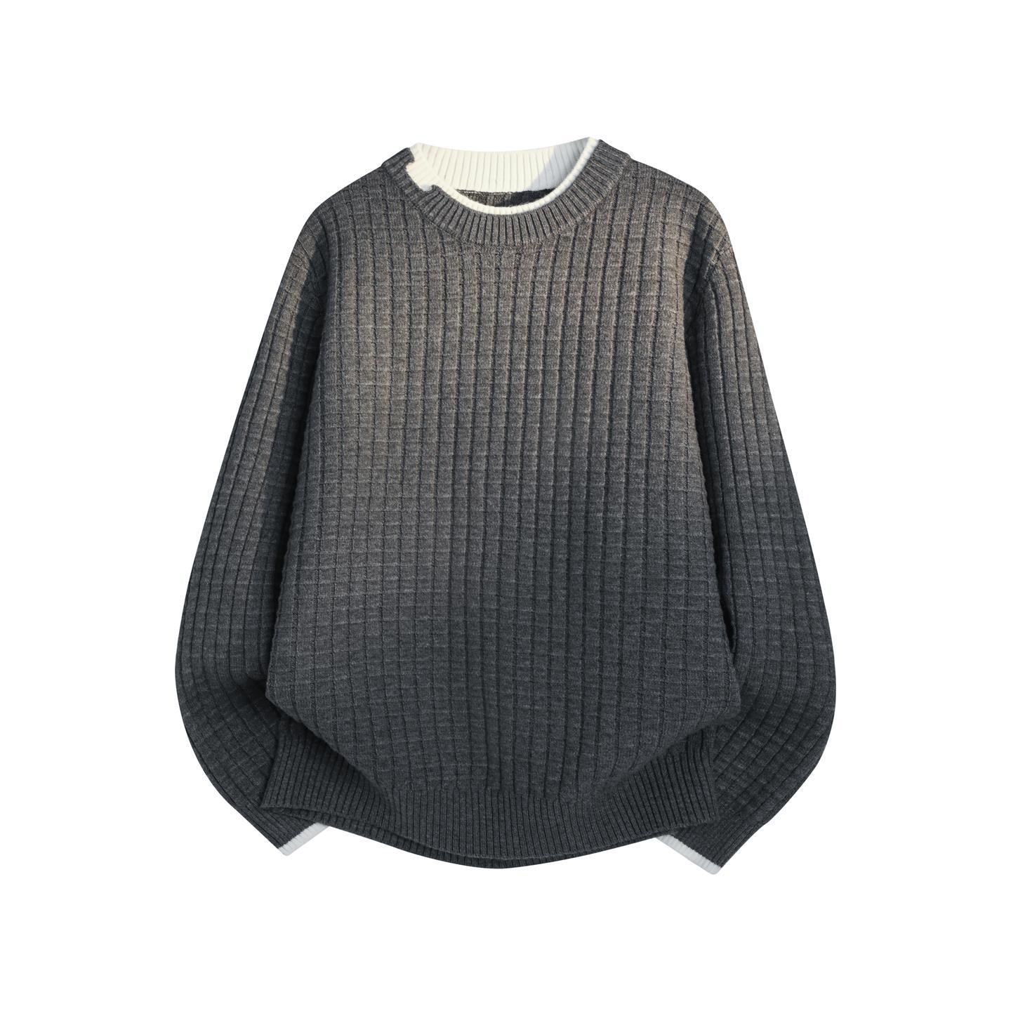 Cross-border Southeast Asian foreign trade delivery 2026 new fake two-piece round neck sweater men's knitwear bottoming shirt top