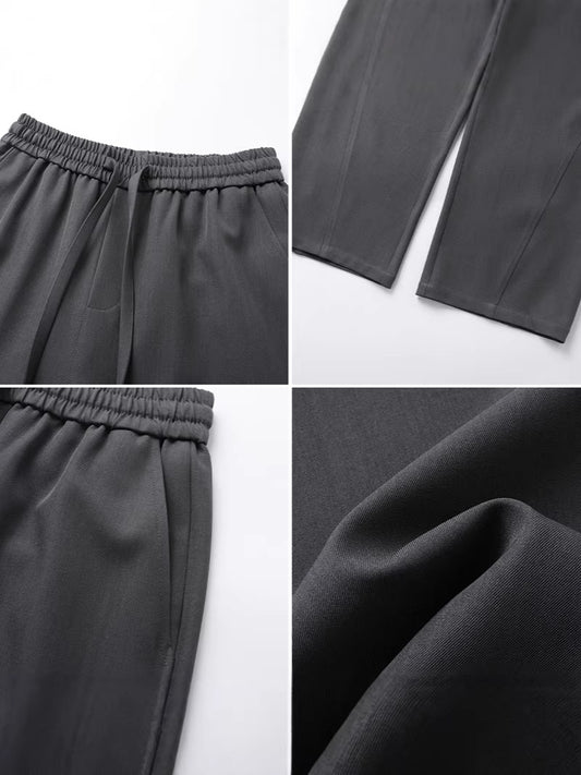 Cross-border 2026 spring new draping machete trendy men's casual pants men's pants solid color straight loose track pants