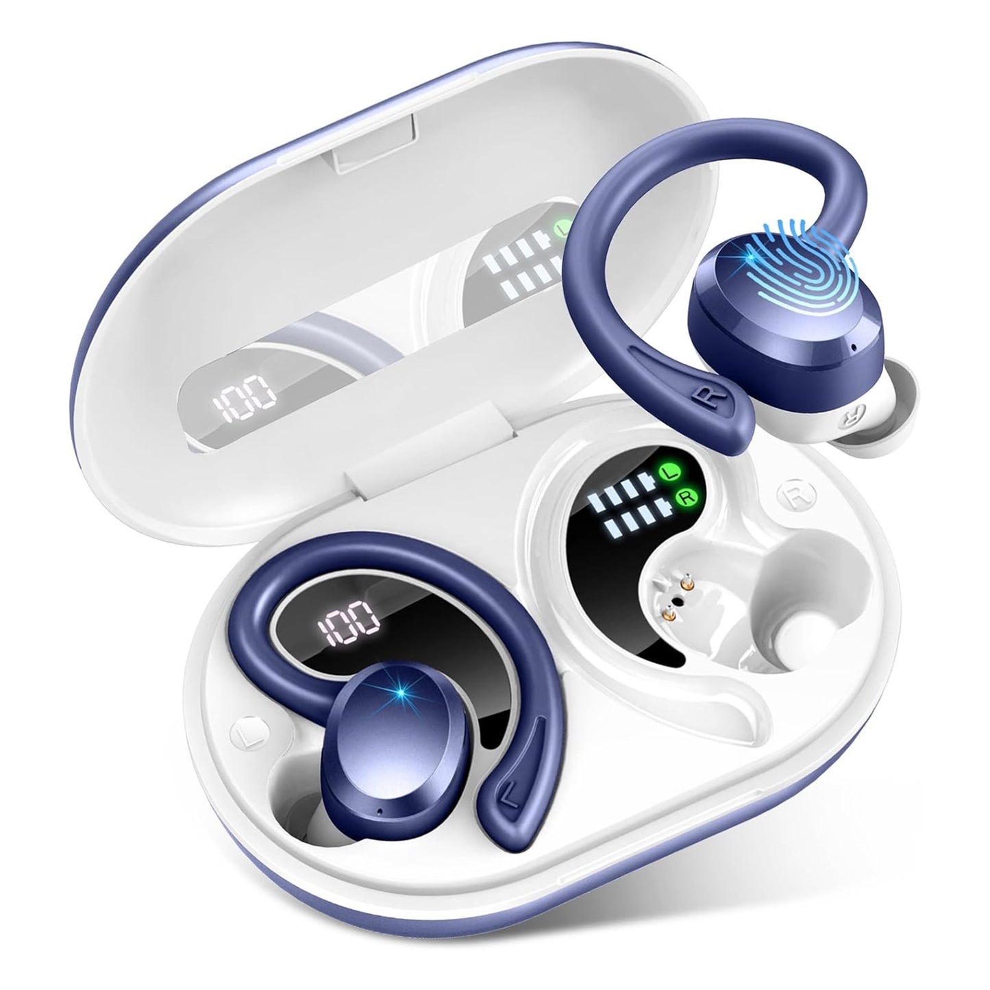 Amazon AliExpress cross-border foreign trade new Q38 ear hook wireless smart 5.2 Bluetooth headset digital display power