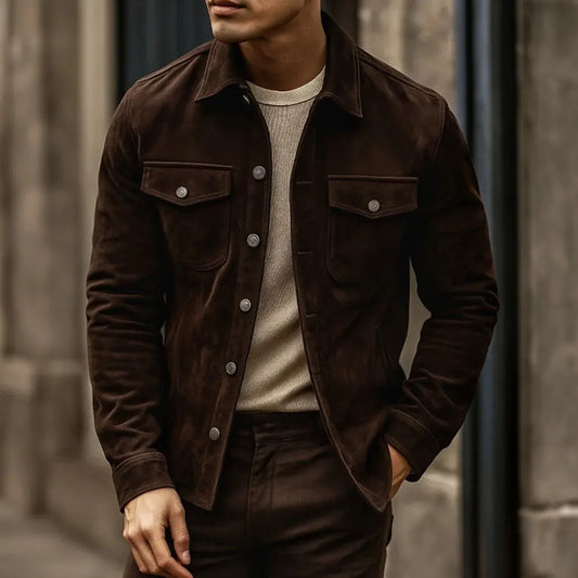 2026 autumn and winter Europe and America cross border new men's lapel with pocket shirt coat Amazon hot sale jacket men