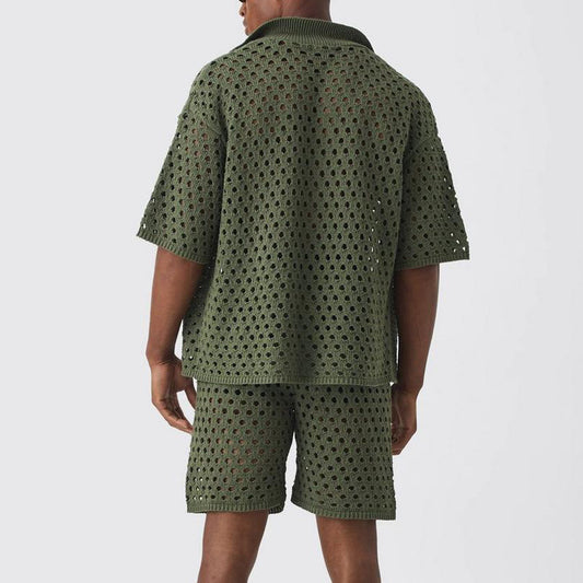 Amazon European and American 2026 cross-border spring and summer new men's casual and comfortable sports knitted suit wholesale