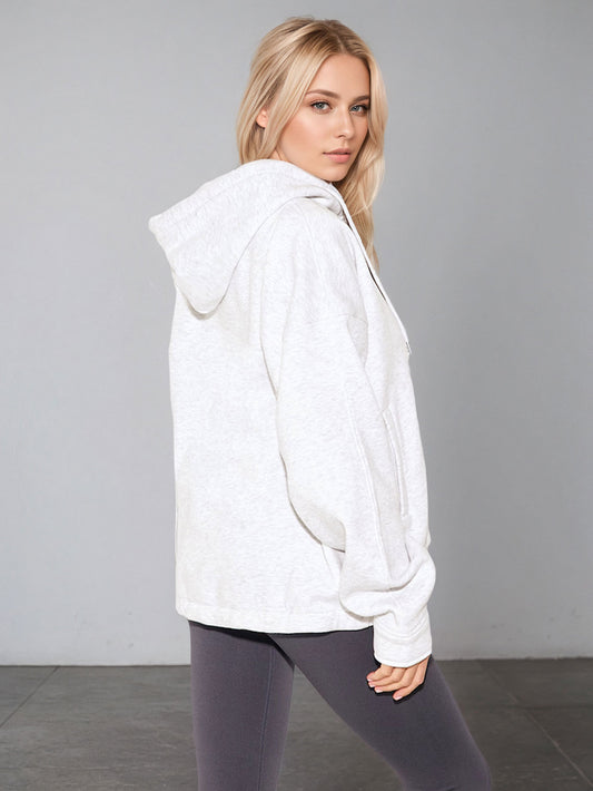 2026 cross-border new arrival European and American style women casual sports hooded zipper knitted women's casual solid color hoodie coat
