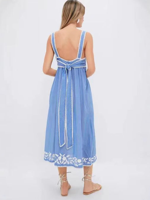 Spot goods 2026 Europe and America cross border TAOP & ZA summer new women's back bowknot decoration fashion midi skirt dress