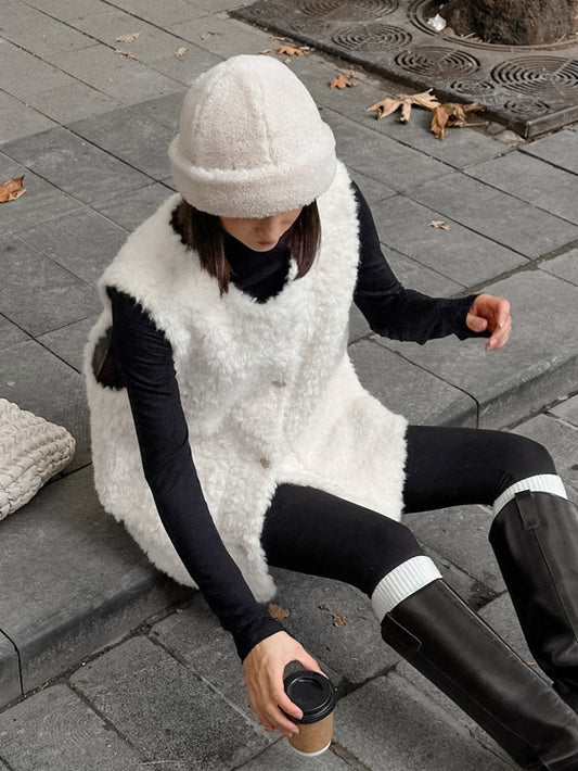 2026 spring Europe and America cross border new classic style white imitation mink vest coat women's high-grade sleeveless vest
