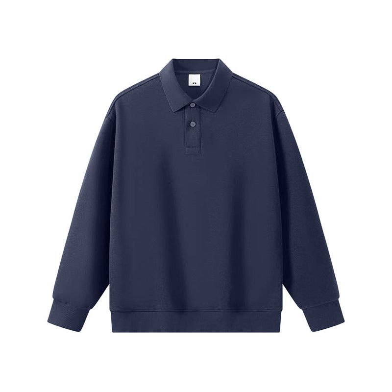 Sparkling Style solid color loose long sleeves polot shirt men's lapel polo shirt cross-border 2026 spring new men's top