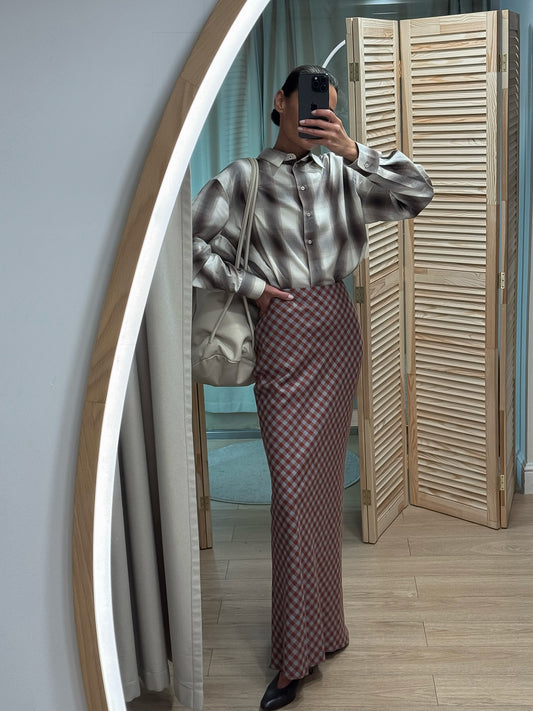 Spring 2026 cross-border new arrival American retro plaid skirt women's high-grade high waist figure flattering sheath fishtail skirt