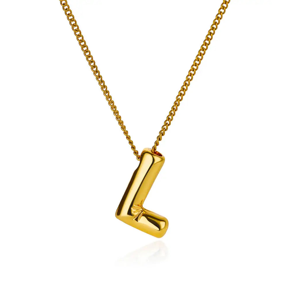 Chunky Initial Letter Pendant Necklaces For Women Gold Color Stainless Steel A to Z Charm Waterproof Jewelry Anniversary Gift