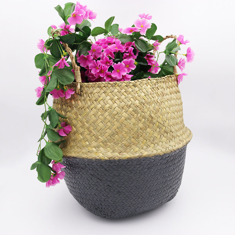Cross-border new arrival tassel decoration Nordic style woven sea grass basket creative home sundries storage + straw baskets
