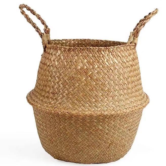 Cross-border new arrival tassel decoration Nordic style woven sea grass basket creative home sundries storage + straw baskets