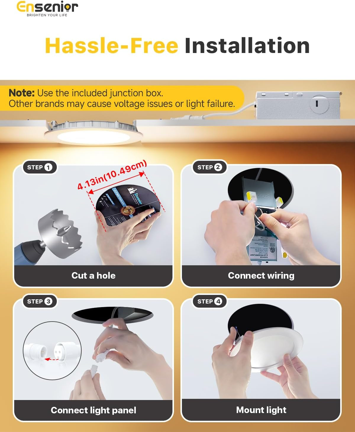 6 Pack 4 Inch LED Recessed Light, Dimmable, 2700K Soft White, 750LM High Brightness, 9W 120V, Damp Rated, Ultra-Thin Canless Wafer Ceiling Light - ETL & FCC & IC