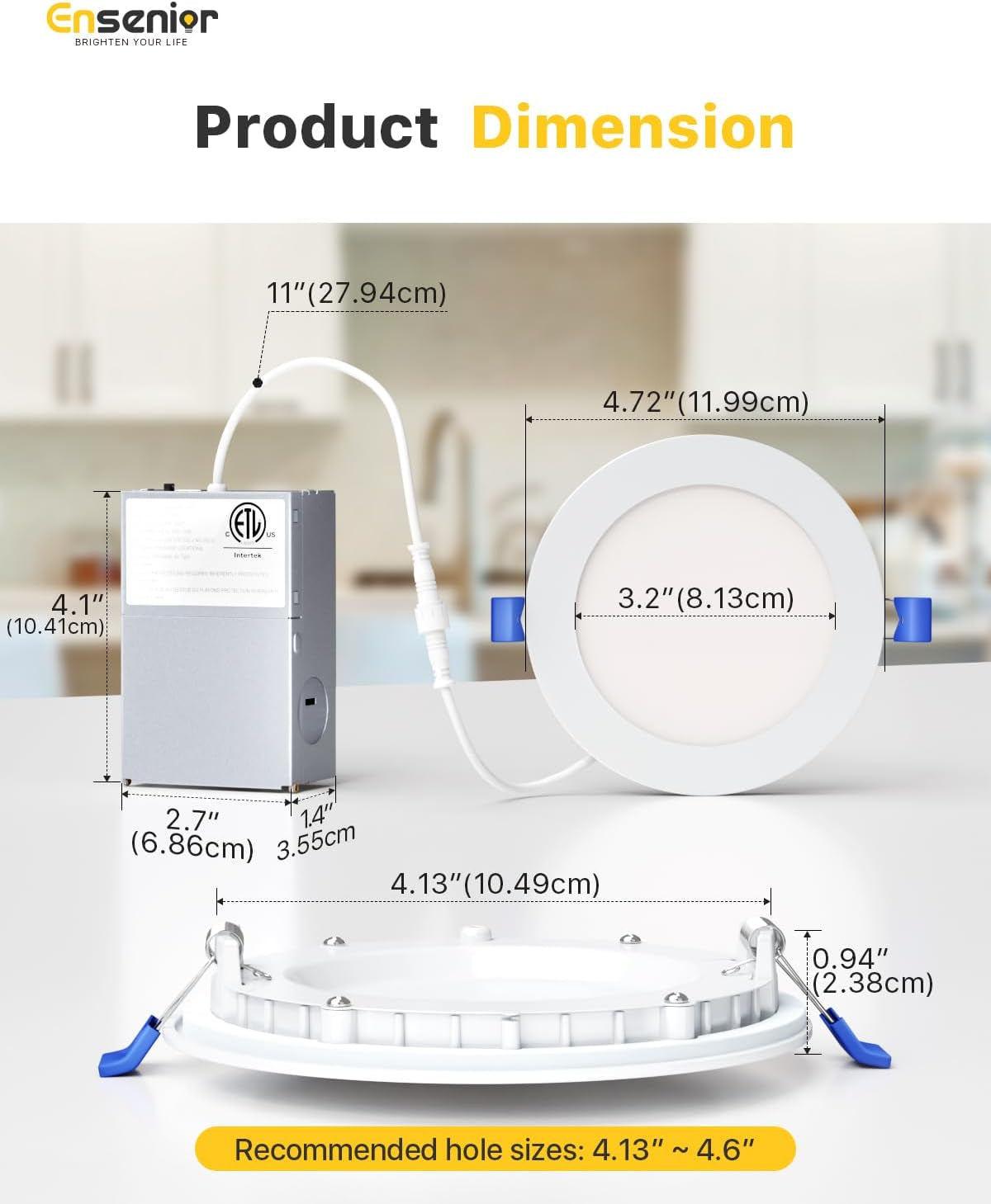 6 Pack 4 Inch LED Recessed Light, Dimmable, 2700K Soft White, 750LM High Brightness, 9W 120V, Damp Rated, Ultra-Thin Canless Wafer Ceiling Light - ETL & FCC & IC