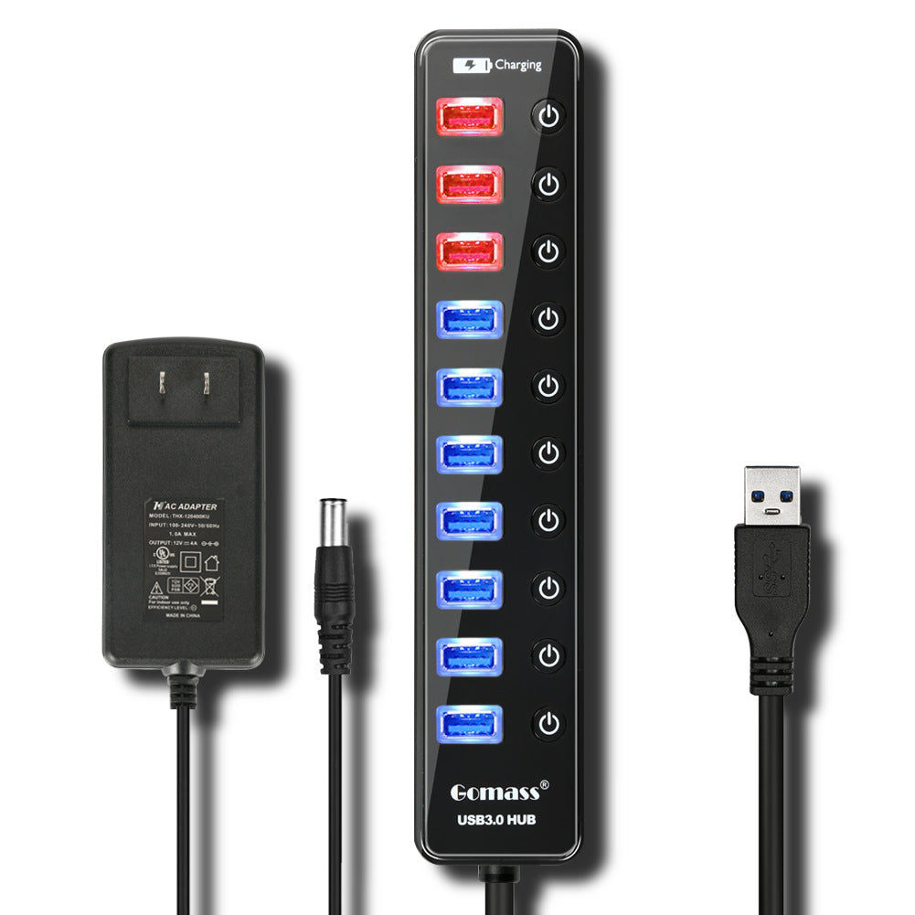 Gao Maisi USB3.0 cable seperater 10-Port/11Port computer expansion hub concentrator with power hub