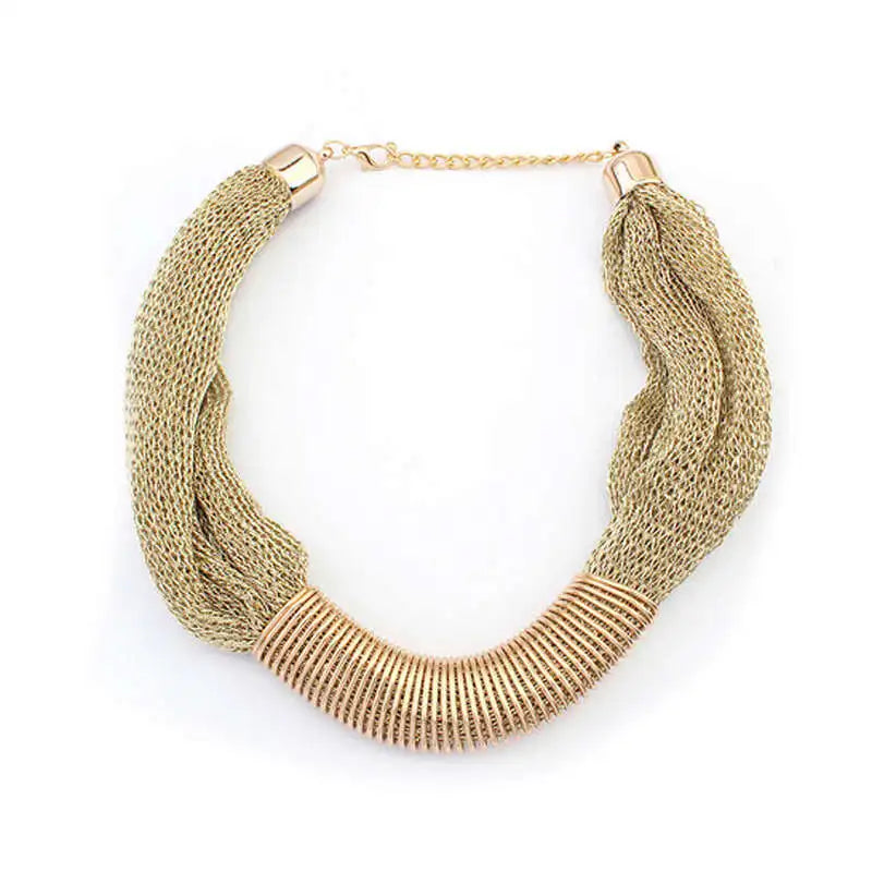 Fashion Brand New Big Gold Net Chain Chunky Statement Necklace Women Floating Charm Choker Necklace Female Jewelry Party Gift