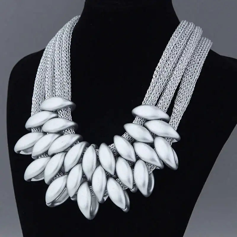 Fashion Brand New Big Gold Net Chain Chunky Statement Necklace Women Floating Charm Choker Necklace Female Jewelry Party Gift