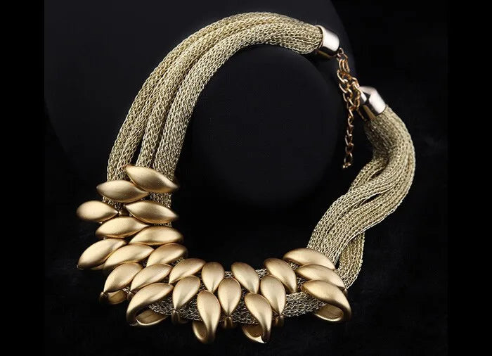 Bohemian Luxury Gold Color Net Chain Chunky Statement Necklace Women Boho Floating Charm Choker Female Jewelry Party Gift