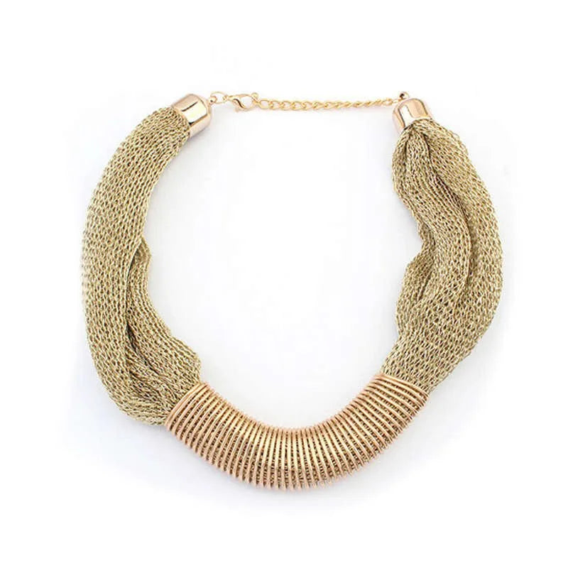 Bohemian Luxury Gold Color Net Chain Chunky Statement Necklace Women Boho Floating Charm Choker Female Jewelry Party Gift