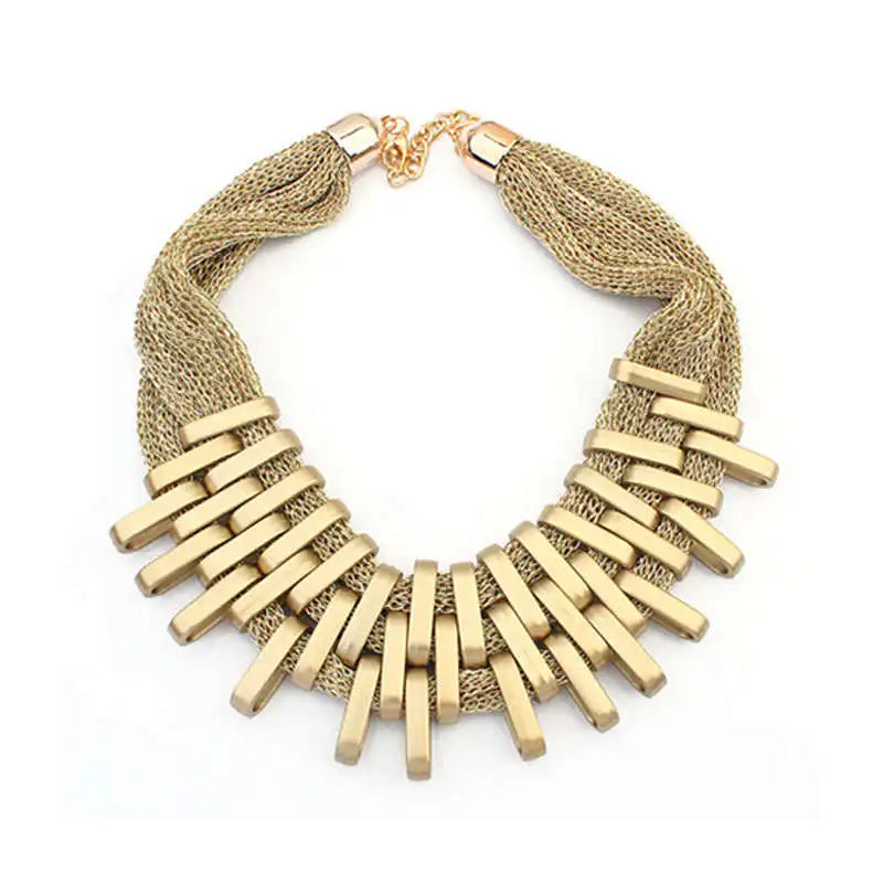 Fashion Brand New Big Gold Net Chain Chunky Statement Necklace Women Floating Charm Choker Necklace Female Jewelry Party Gift