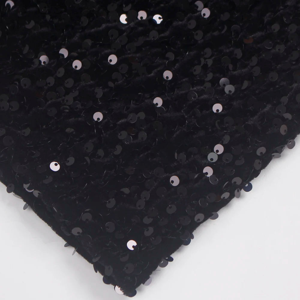 Sexy Split Sleeveless Stretch Sparkle Sequin Floor Length Party Dress Strapless Padded Bodycon Mermaid Maxi Dress Black