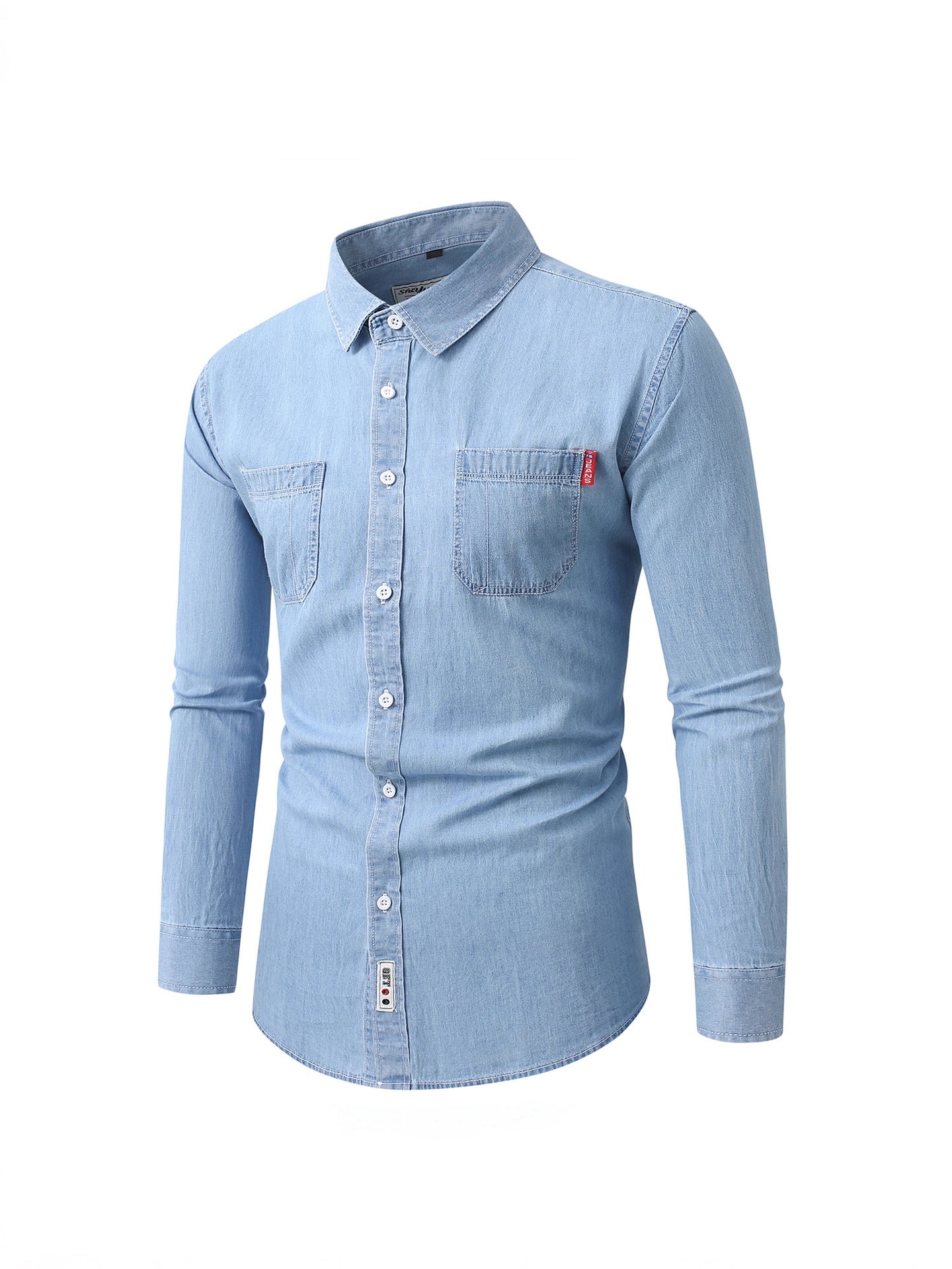 Cross-Border Men's Fashion casual denim shirt 2026 spring new foreign trade men's denim long sleeve shirt fashion