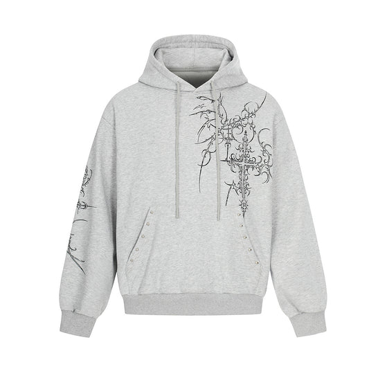 Shop Jiayiku 2026 American Street Cross Rivet Hoodie at USAve Merchandise. Hip hop PU handsome hooded sweater. Free shipping over $50!