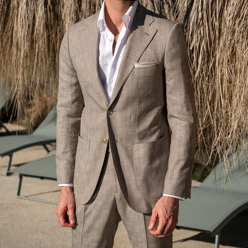 Amazon hot sale Men's linen suit slim jacket cross-border 2026 casual business fashion men's suit