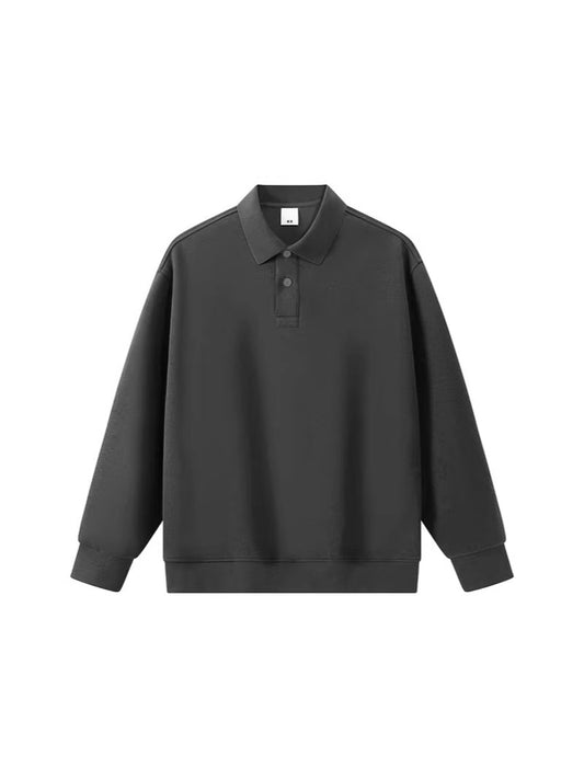 Sparkling Style solid color loose long sleeves polot shirt men's lapel polo shirt cross-border 2026 spring new men's top