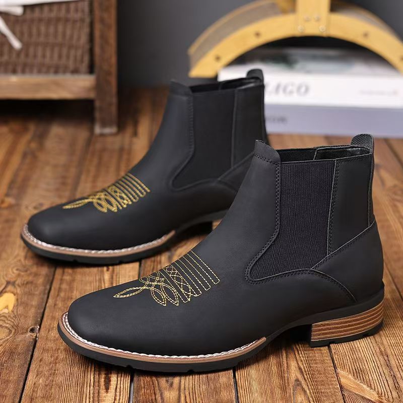 2025 new cross-border foreign trade Men's Boots unique embroidered Chelsea Boots Men's Boots