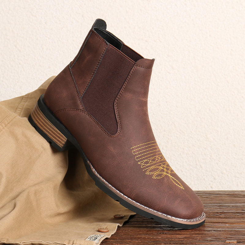 2025 new cross-border foreign trade Men's Boots unique embroidered Chelsea Boots Men's Boots