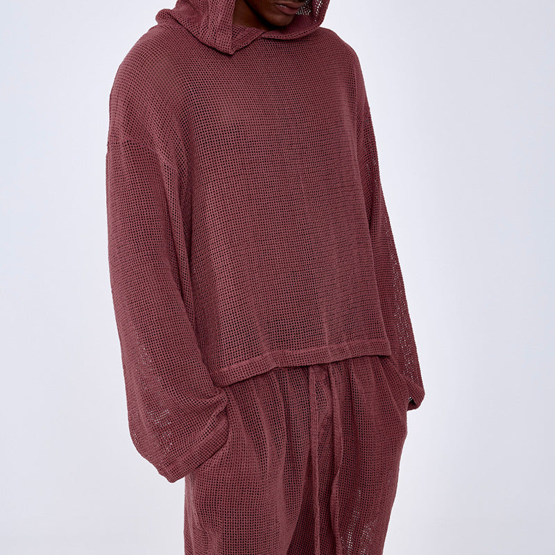2026 Europe and America cross border early autumn men's casual fashion solid color hooded long sleeve top shorts suit men's clothing wholesale