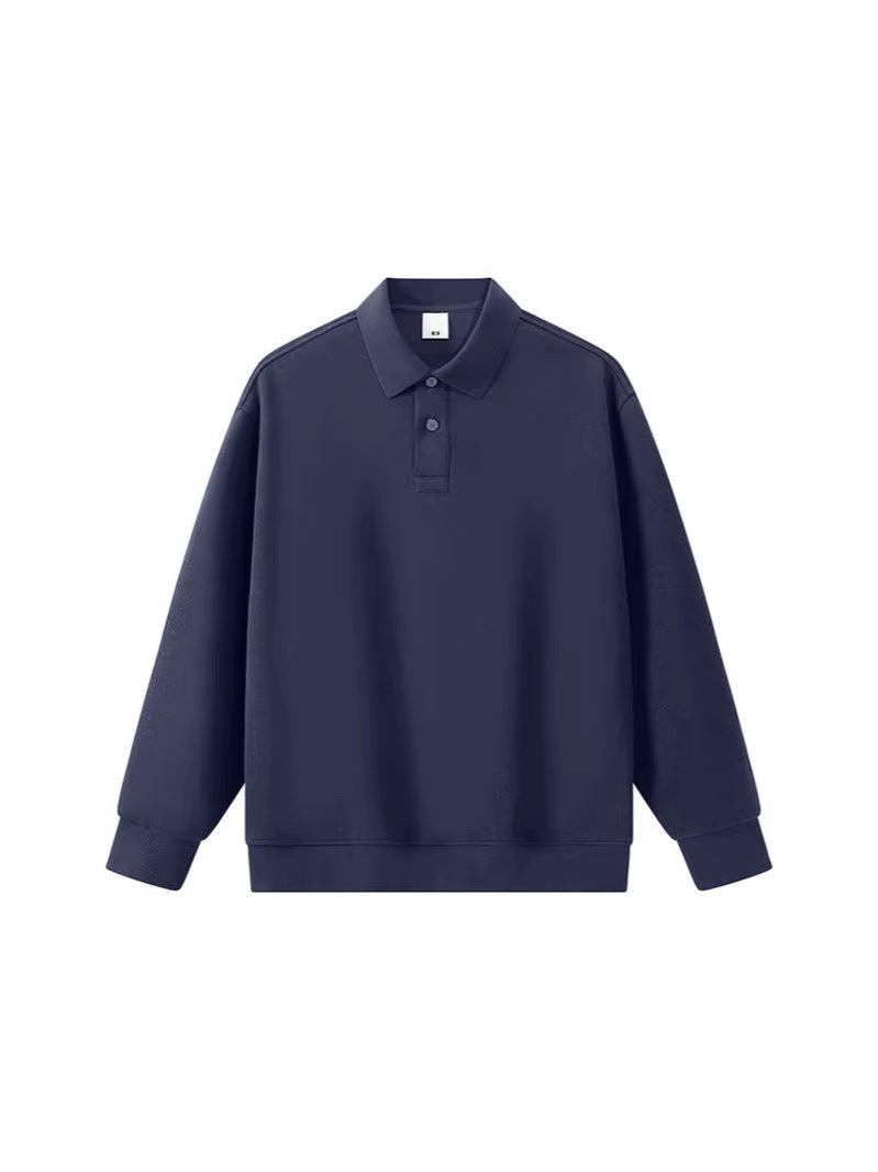 Sparkling Style solid color loose long sleeves polot shirt men's lapel polo shirt cross-border 2026 spring new men's top