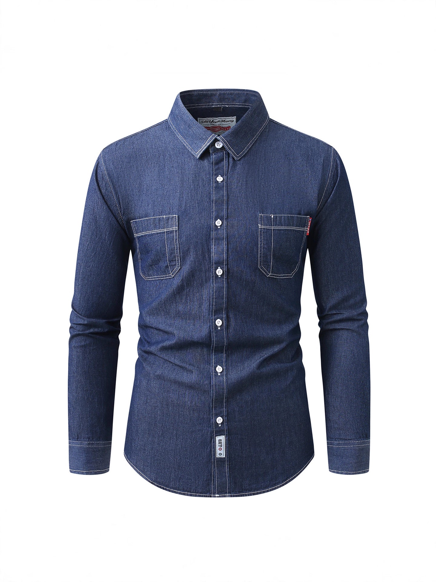Cross-Border Men's Fashion casual denim shirt 2026 spring new foreign trade men's denim long sleeve shirt fashion