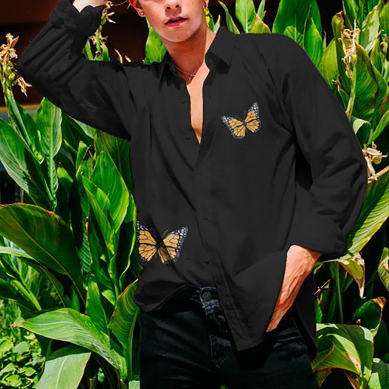 Cross-border 2026 spring and autumn European and American leisure printing lapel men's shirt Amazon new thin coat