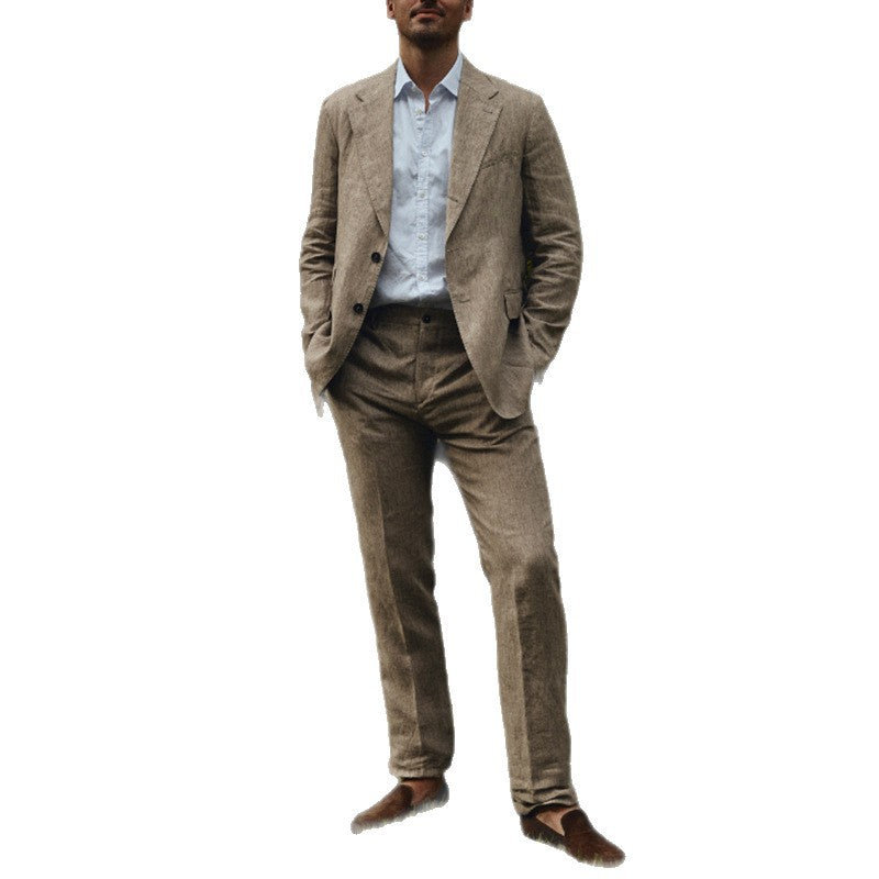 2026 Europe and America cross border casual men's casual light business style jacket fashion polo collar blazer trousers suit