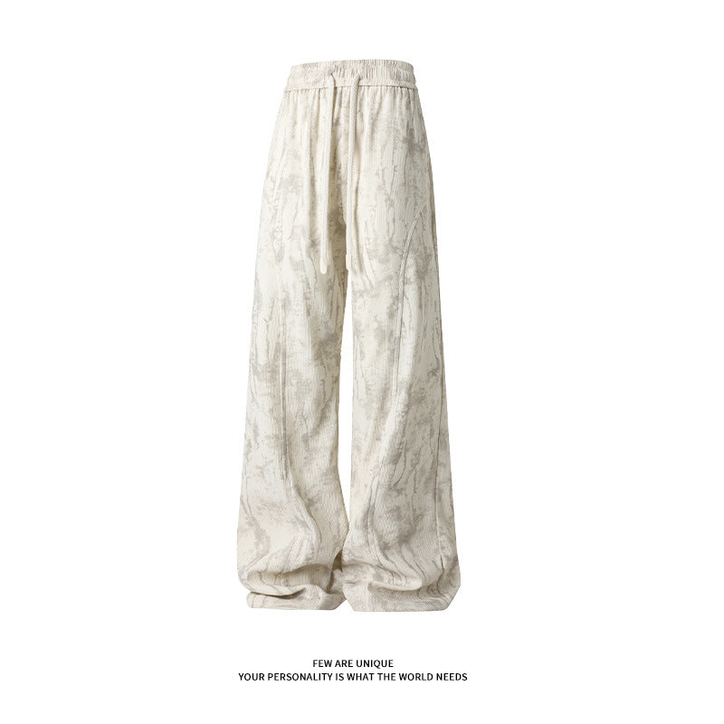 Cross-border 2026 spring new tie-dyed casual pants American retro track sweatpants men's casual long pants men's pants fashion