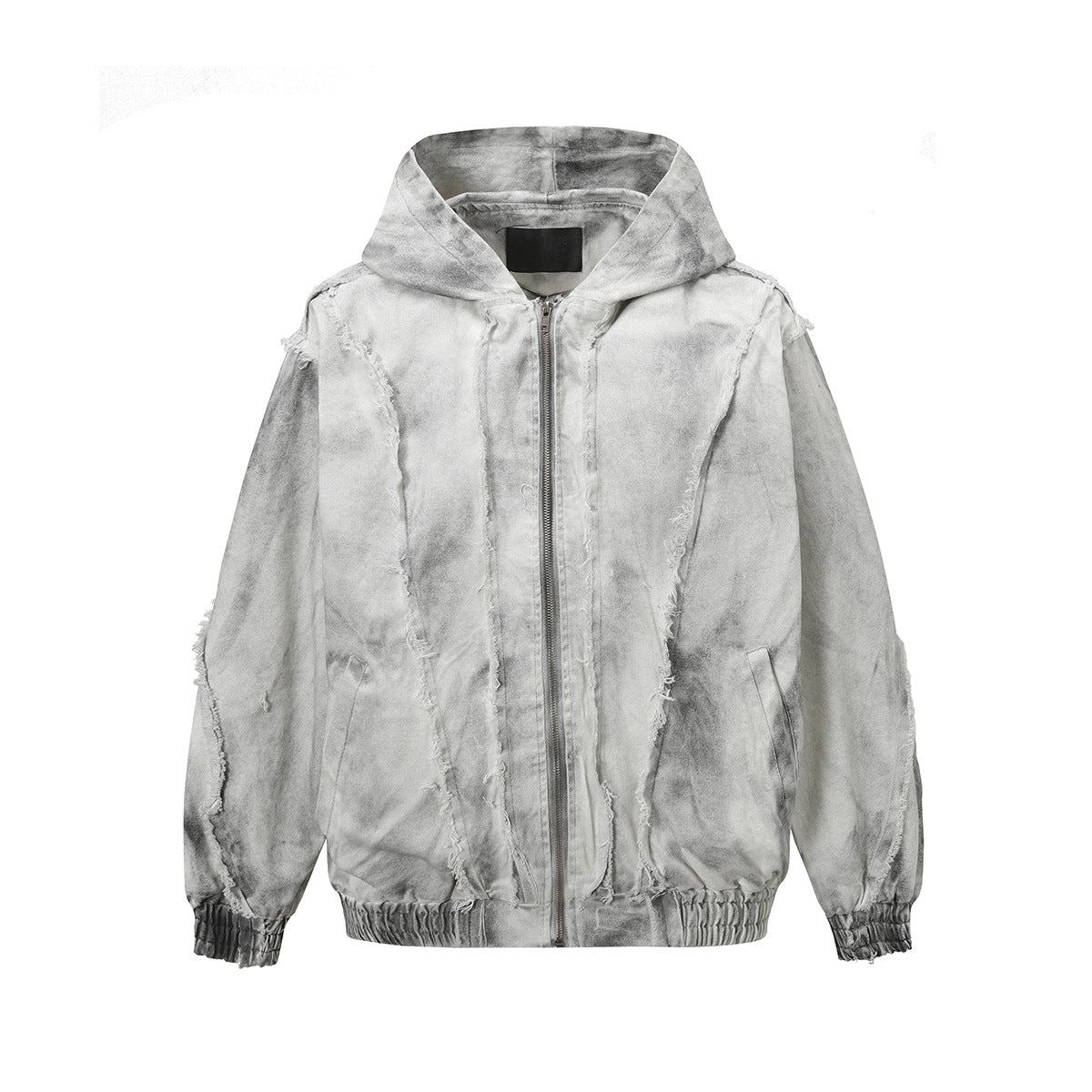 Jiayiku men's clothing 2026 spring and summer new style waste soil style American retro washed frayed stitching hooded jacket jacket