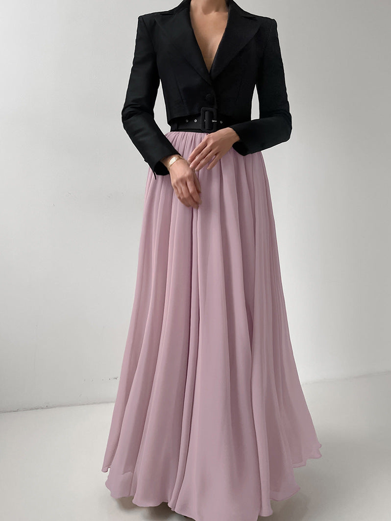Princess style contrast color elegant evening dress for women 2026 spring/summer cross-border new arrival elegant slim strap tube top dress