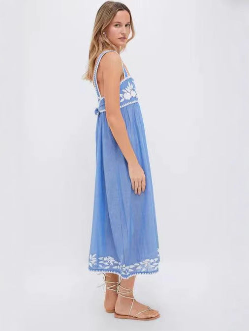 Spot goods 2026 Europe and America cross border TAOP & ZA summer new women's back bowknot decoration fashion midi skirt dress