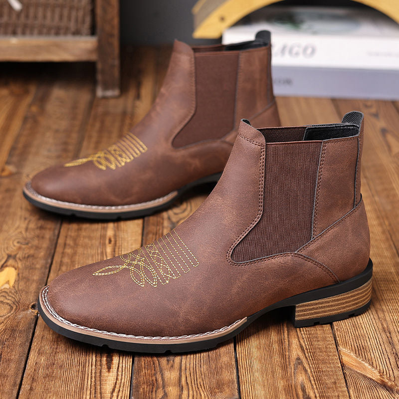 2025 new cross-border foreign trade Men's Boots unique embroidered Chelsea Boots Men's Boots