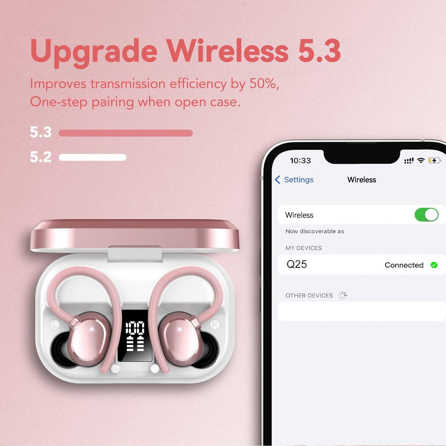 Cross-border new arrival Q25 sports Bluetooth headset TWS ear-mounted digital display noise reduction smart Bluetooth touch true wireless
