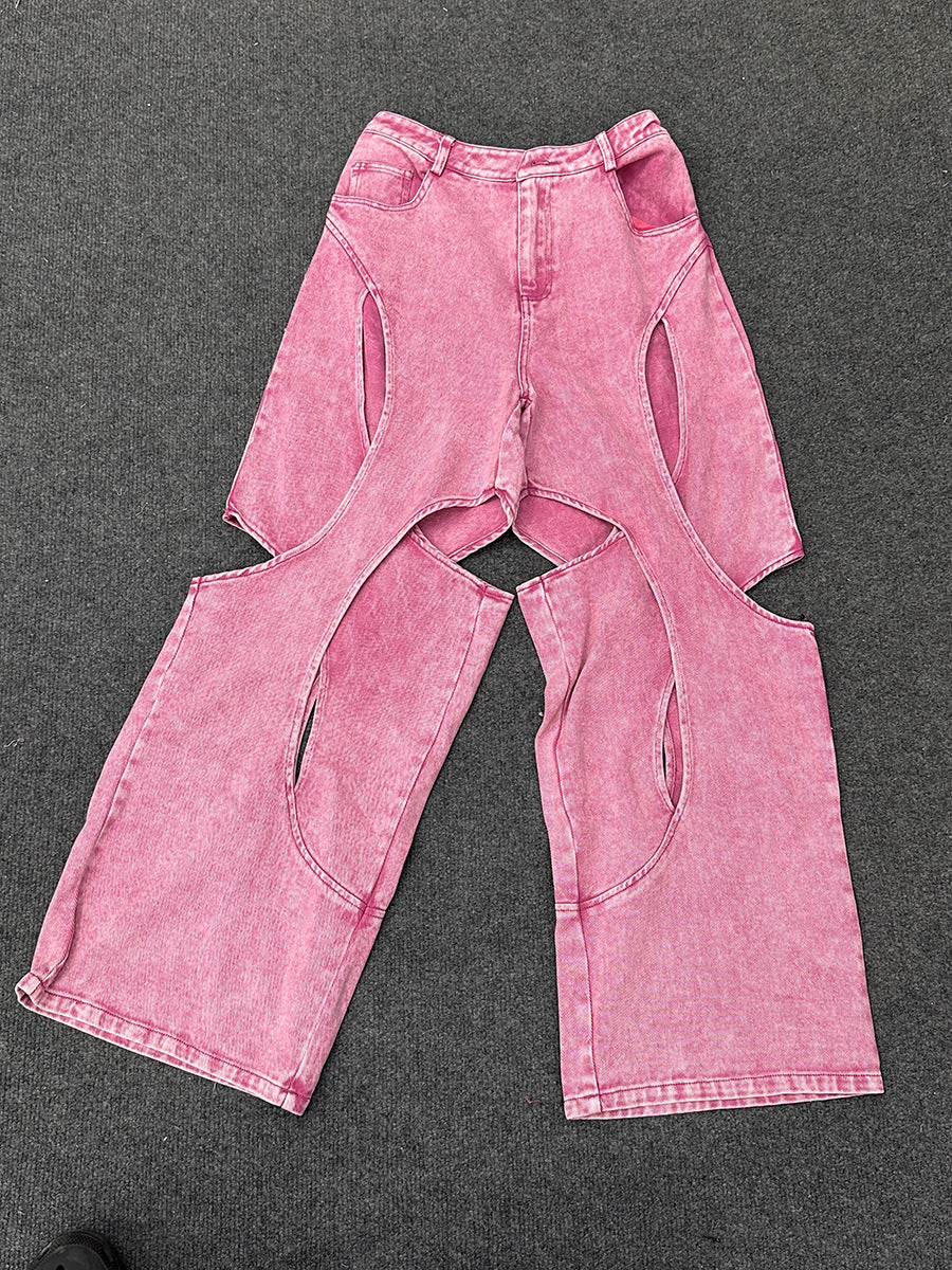 Women's High Waist Baggy Straight Jeans – Distressed Street Style