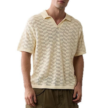 European and American 2026 spring and summer new men's polo shirt cross-border fashion Men's jacquard design knitted shirt