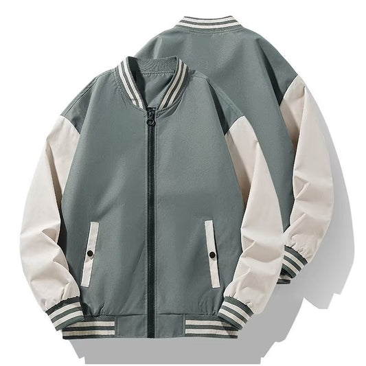 Autumn new men's casual baseball uniform all-match fashion jacket couple baseball collar campus contrast color breathable jacket