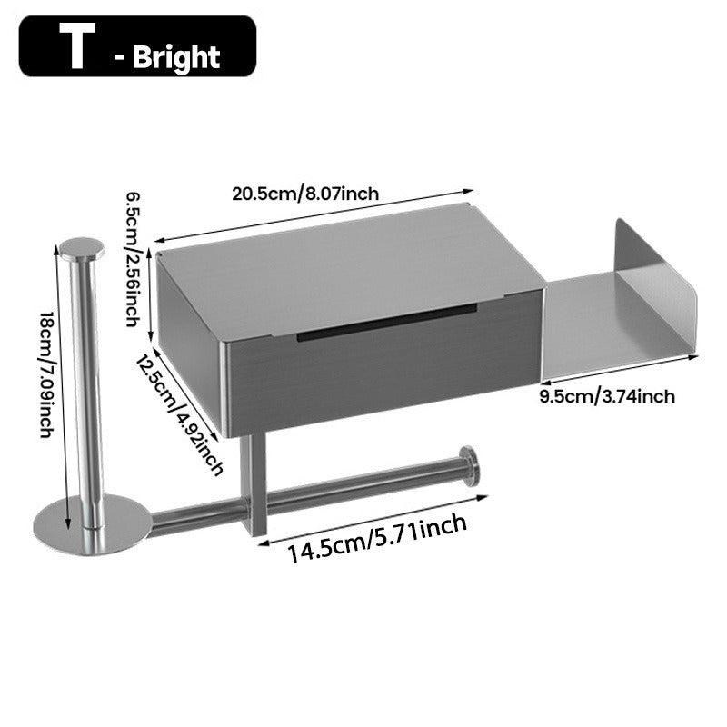 Cross-border bathroom tissue holder 304 stainless steel punch-free toilet paper holder toilet tissue box roll stand wet tissue box