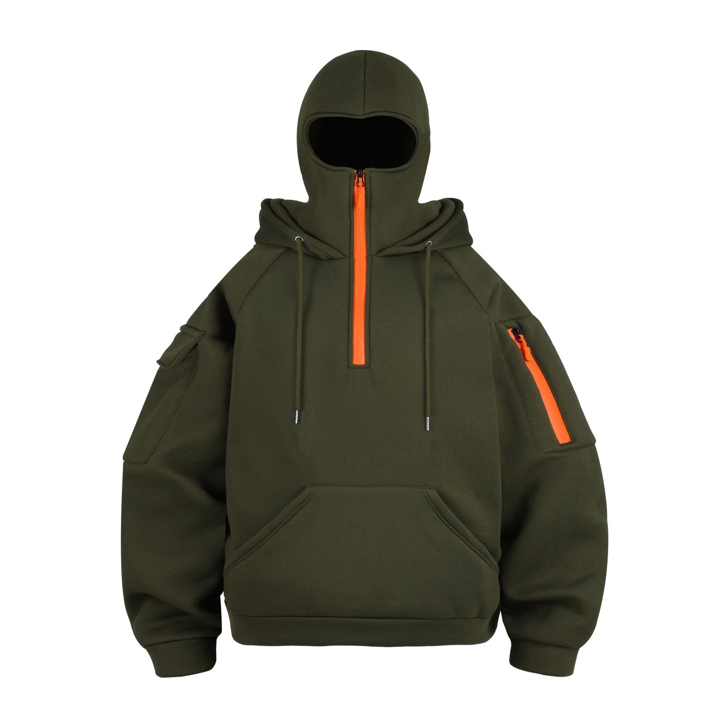 2026 cross-border new arrival men's two-piece suit double-layer hat brushed hoody multi-pocket zipper spring and autumn workwear hoodie