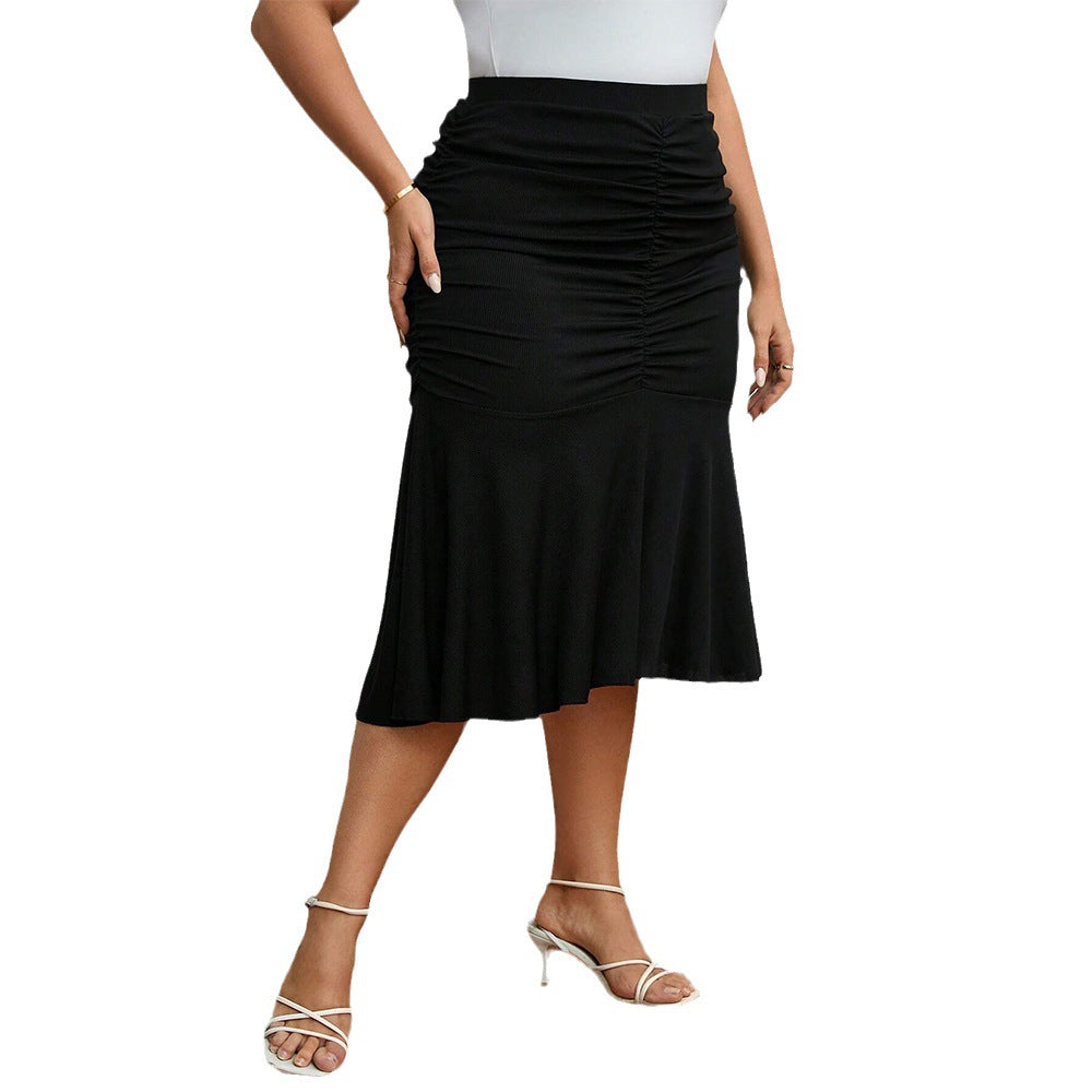 Foreign trade cross-border European and American plus size women's clothes 2026 new elastic elastic waist sheath elegant fishtail skirt skirt