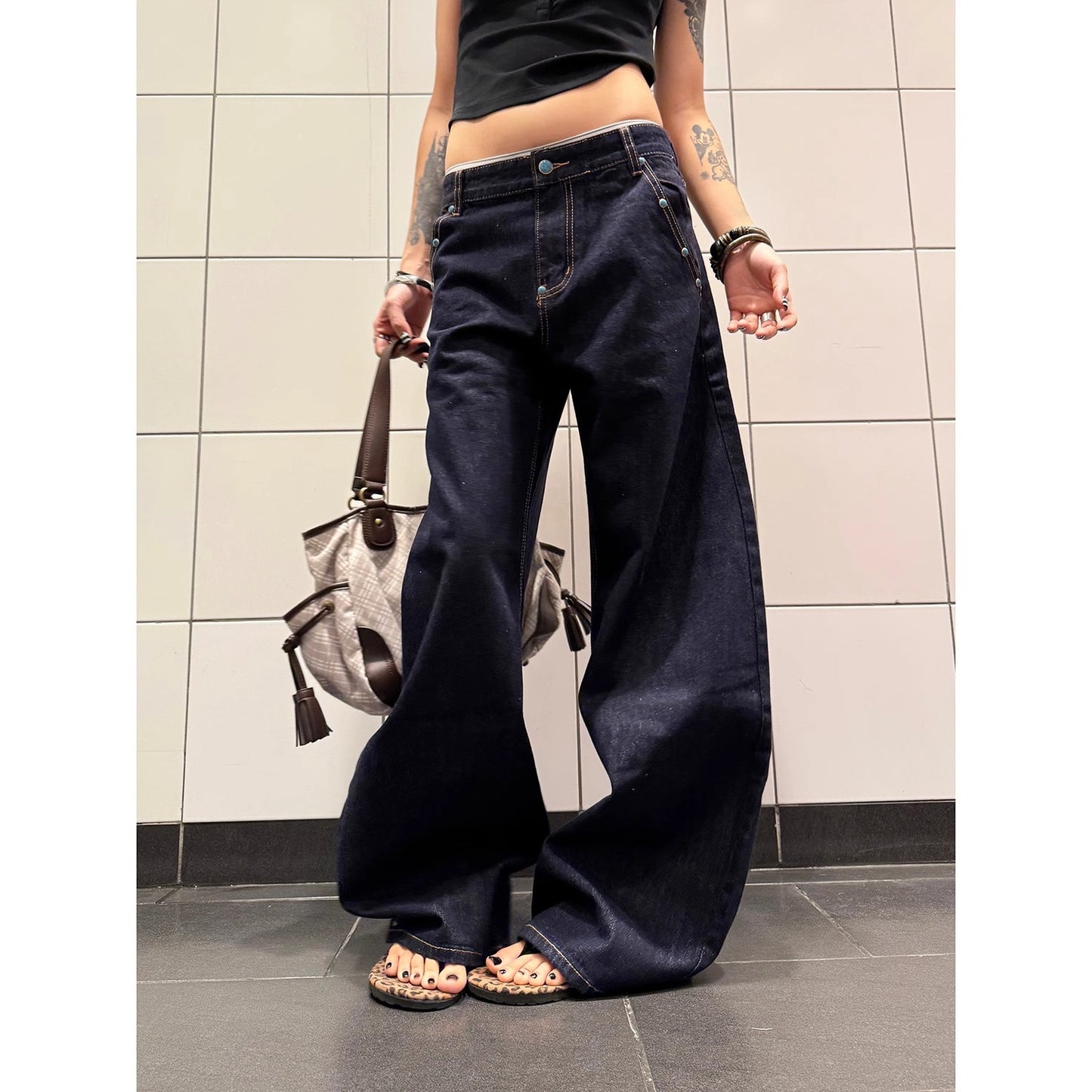Shop American Retro Turquoise Machete Jeans at USAve Merchandise. A-line straight wide-leg pants. Free shipping over $50!