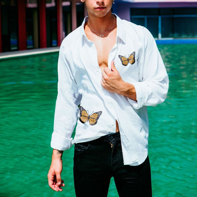 Cross-border 2026 spring and autumn European and American leisure printing lapel men's shirt Amazon new thin coat