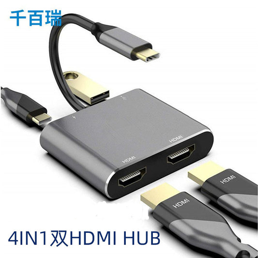 Cross-border typec to 4-in-1 dual hdmi 3.0usb pd HD Macbook same display Dual Screen hub converter